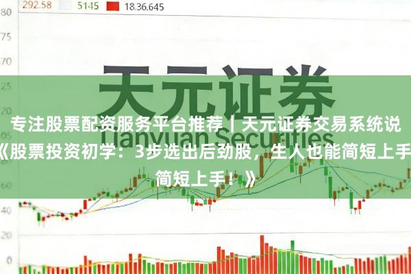 专注股票配资服务平台推荐|天元证券交易系统说明 《股票投资初学:3步选出后劲股,生人也能简短上手!》