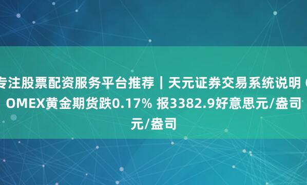 专注股票配资服务平台推荐｜天元证券交易系统说明 COMEX黄金期货跌0.17% 报3382.9好意思元/盎司