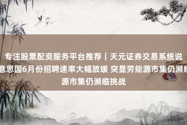 专注股票配资服务平台推荐｜天元证券交易系统说明 好意思国6月份招聘速率大幅放缓 突显劳能源市集仍濒临挑战