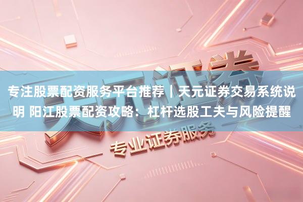 专注股票配资服务平台推荐｜天元证券交易系统说明 阳江股票配资攻略：杠杆选股工夫与风险提醒