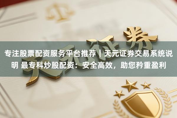 专注股票配资服务平台推荐｜天元证券交易系统说明 最专科炒股配资：安全高效，助您矜重盈利