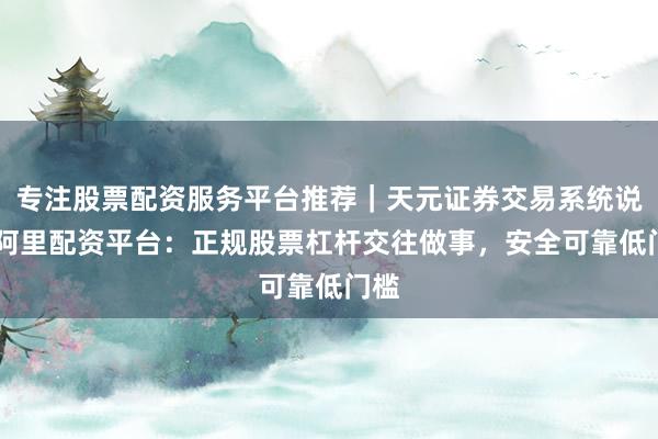 专注股票配资服务平台推荐｜天元证券交易系统说明 阿里配资平台：正规股票杠杆交往做事，安全可靠低门槛